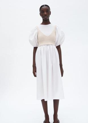 Платье белое хлопковое zara