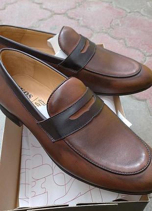 Ультрастильные коричневые лоферы мокасины 40, 41 и 44 размер