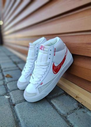 Кросівки найк жіночі підліткові nike blazer mid 1977 white&red