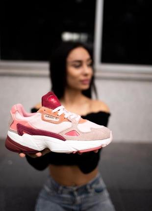 Жіночі кросівки adidas falcon pink burgundy