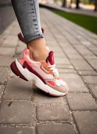 Женские кроссовки  adidas falcon pink burgundy2 фото