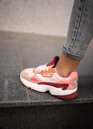 Женские кроссовки  adidas falcon pink burgundy3 фото