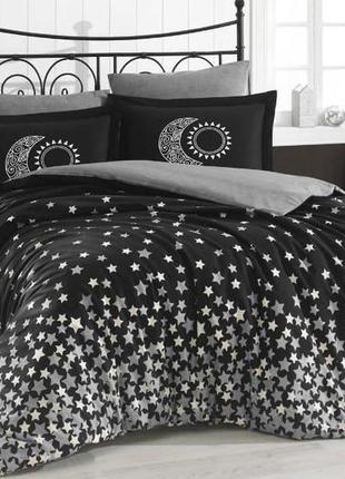 Комплект постельного белья hobby poplin stars серый 160x220см полутораспальный (31668_1,5)