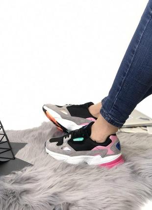 Кроссовки женские adidas falcon black orange pink