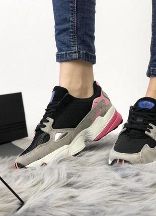 Кроссовки женские adidas falcon black orange pink10 фото