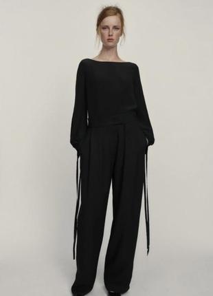 Zara брюки с защипами, широкие длинные брюки1 фото