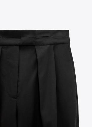 Zara брюки с защипами, широкие длинные брюки7 фото