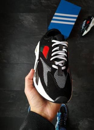 Женские кроссовки  adidas yeezy boost 700 v1 black white red2 фото