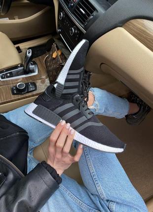Кросівки чоловічі adidas nmd black white reflective
