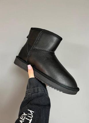 Ugg classic black leather1 фото