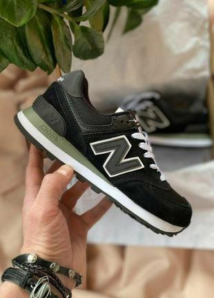 Женские кроссовки  new balance 574 black green