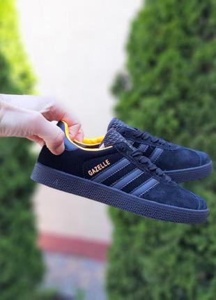 Женские кроссовки adidas gazelle (черные) низкие весенние летние кеды для повседневной носки6 фото