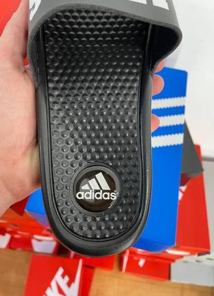 Мужские шлепанцы adidas black «white logo» 12 фото