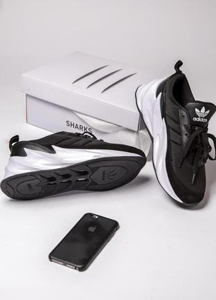 Мужские кроссовки   adidas shark black white5 фото