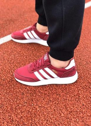 Жіночі кросівки adidas iniki bordo white1 фото