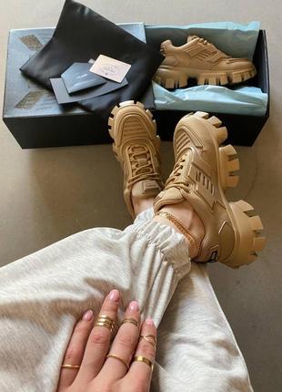 Женские кроссовки  prada cloudbust beige4 фото