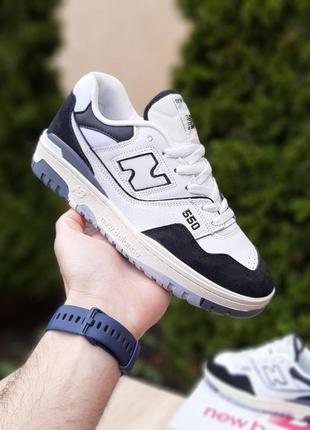 Мужские кроссовки new balance 550 (белые с черным) стильные спортивные повседневные кроссы нью беленс4 фото