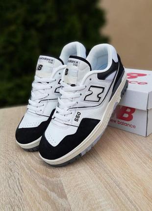 Мужские кроссовки new balance 550 (белые с черным) стильные спортивные повседневные кроссы нью беленс3 фото