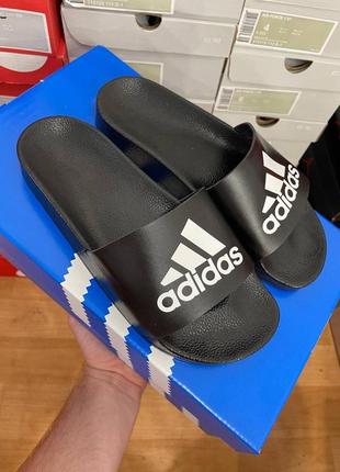 Adidas black and white slides outlet