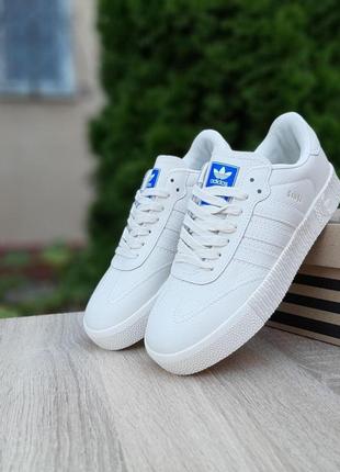 Жіночі кросівки adidas samba (бежеві) низькі весняні світлі універсальні кеди2 фото