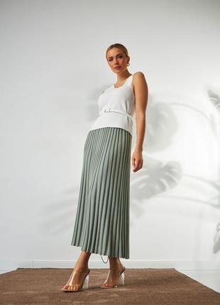 Классическая плиссированая женская юбка миди, летняя легкая хлопковая юбка плиссе, весенне-летняя юбка-плиссе9 фото