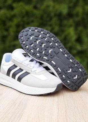 Мужские кроссовки adidas retropy e5 (серые с белым и черным) демисезонные городские кроссы8 фото