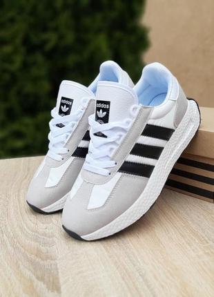 Мужские кроссовки adidas retropy e5 (серые с белым и черным) демисезонные городские кроссы7 фото