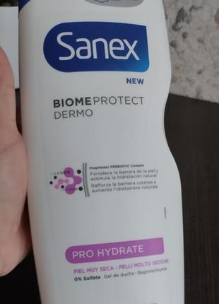 Увлажняющий гель для душа sanex dermo protector 600мл для сухой кожи3 фото