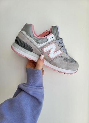 Жіночі кросівки new balance 574 grey pink