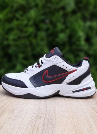 Мужские кроссовки nike air monarch (белые с черным и красным) спортивные удобные кроссы демисезон7 фото