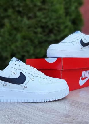 Жіночі кросівки nike air force 1 lx chrome swooshes white, білі шкіряні кросівки найк аір форс