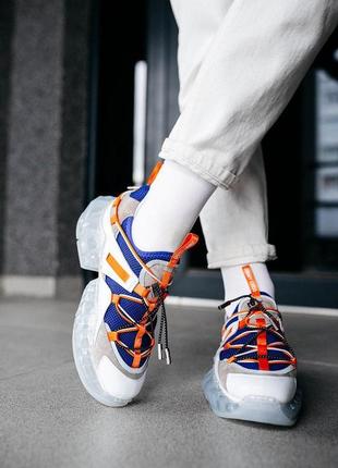 Женские кроссовки  jimmy choo white blue orange4 фото