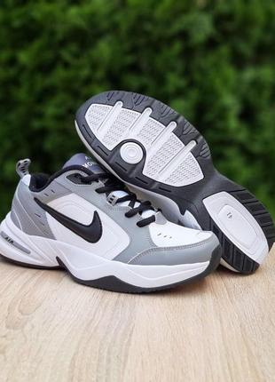 Мужские кроссовки nike air monarch (белые серым) спортивные удобные кроссы демисезон