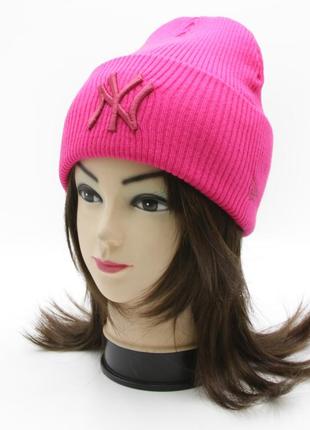 Шапка ny alba жіноча/чоловіча рожева трендова, спортивна модна демісезонна шапка