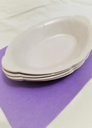 Тарілка "ладья" керамічна біла для подачі гарячого  велика глибока подовжена вінтаж блюдо8 фото