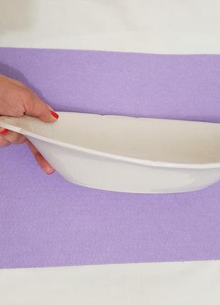 Тарелка "ладья" керамическая белая большая глубокая для подачи горячего удлиненная винтаж блюдо4 фото