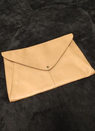 Maani by adax сумочка клатч конверт кожаный бежевый а4 для документов сумка