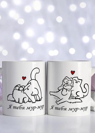 Набір парних чашок для закоханих з котами2 фото