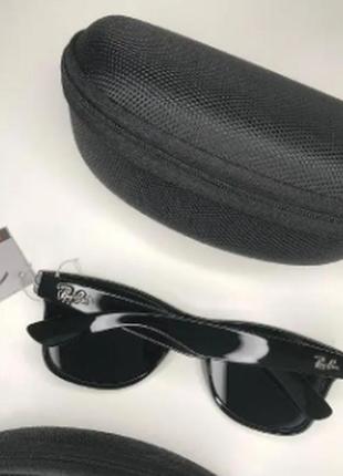 Солнцезащитные очки трендовые унисекс ray-ban wayfarer polarized, модные очки uv 400 черные матовые9 фото