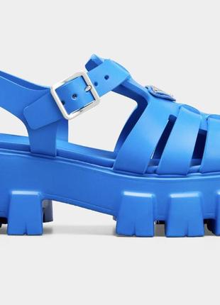 Prada monolith platform sandals blue