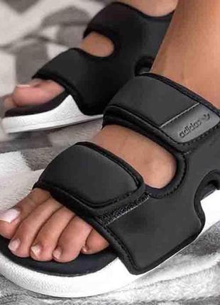 Женские босоножки, сандали adidas adilette sandal black white1 фото