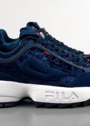 Женские кроссовки  fila disraptor 2 blue velvet1 фото