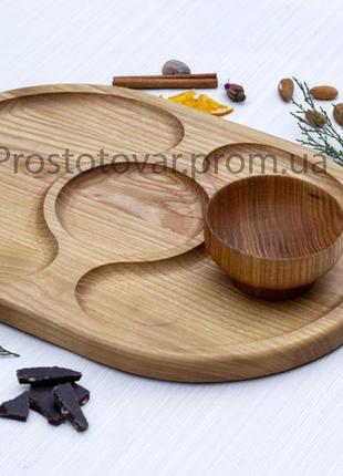 Менажница овальная. с соусницей. менажница деревянная. дуб.