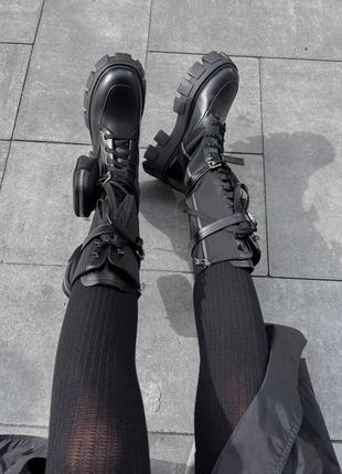 Женские ботинки prada boots zip pocket black high прада сапоги6 фото