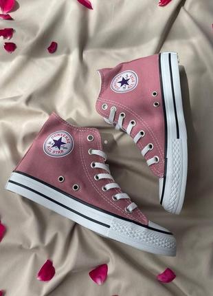 Кеды конверсы женские  converse chuck taylor all star hi pink9 фото