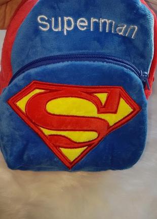 Детский рюкзак плюшевый  супермен для мальчика / рюкзачок мягкий superman3 фото