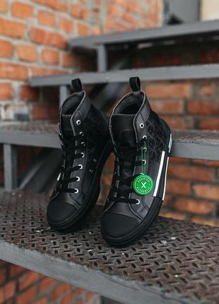 Крихітки жіночих dior b23 top sneakers high black диор кеди4 фото