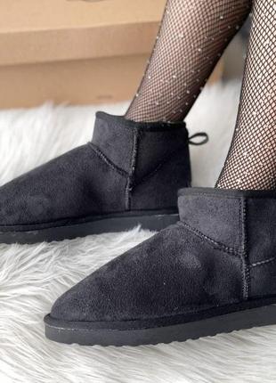 Женские ботинки ugg ultra mini vegan black сапоги, угги зимние