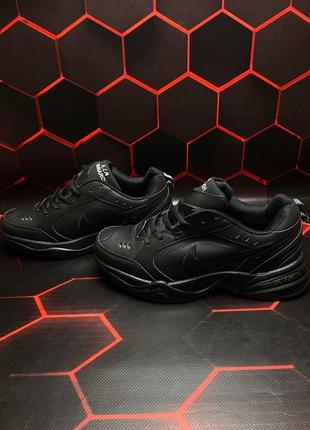 Мужские кроссовки   nike air monarch full black найк монархи черные2 фото