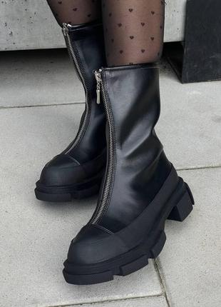 leather black fur 10095